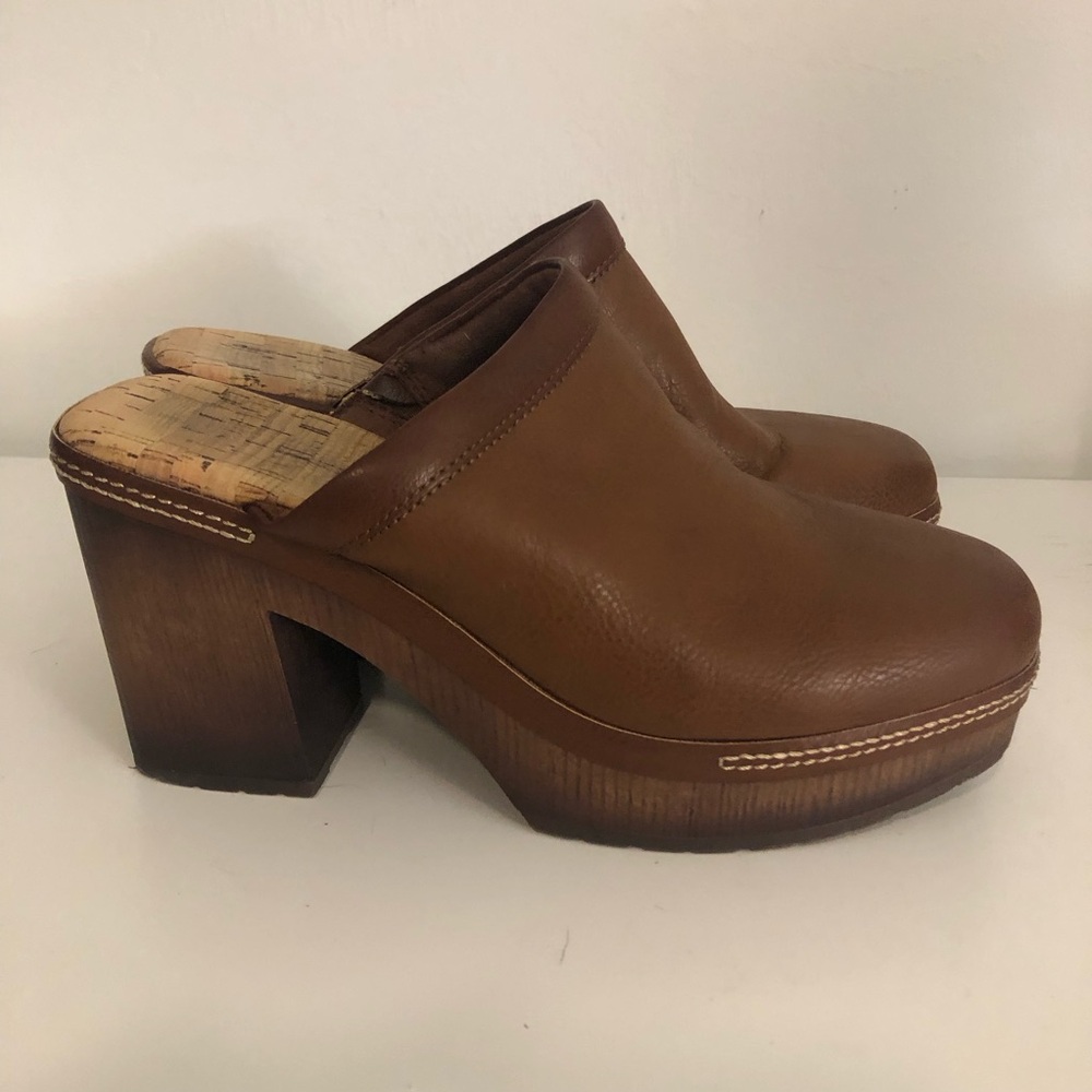 Korks Lori Brown Leather Platform Clogs - image 2